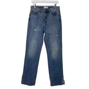 Cello Women High Rise Straight Leg Denim Jean with Heel Slit Size 7